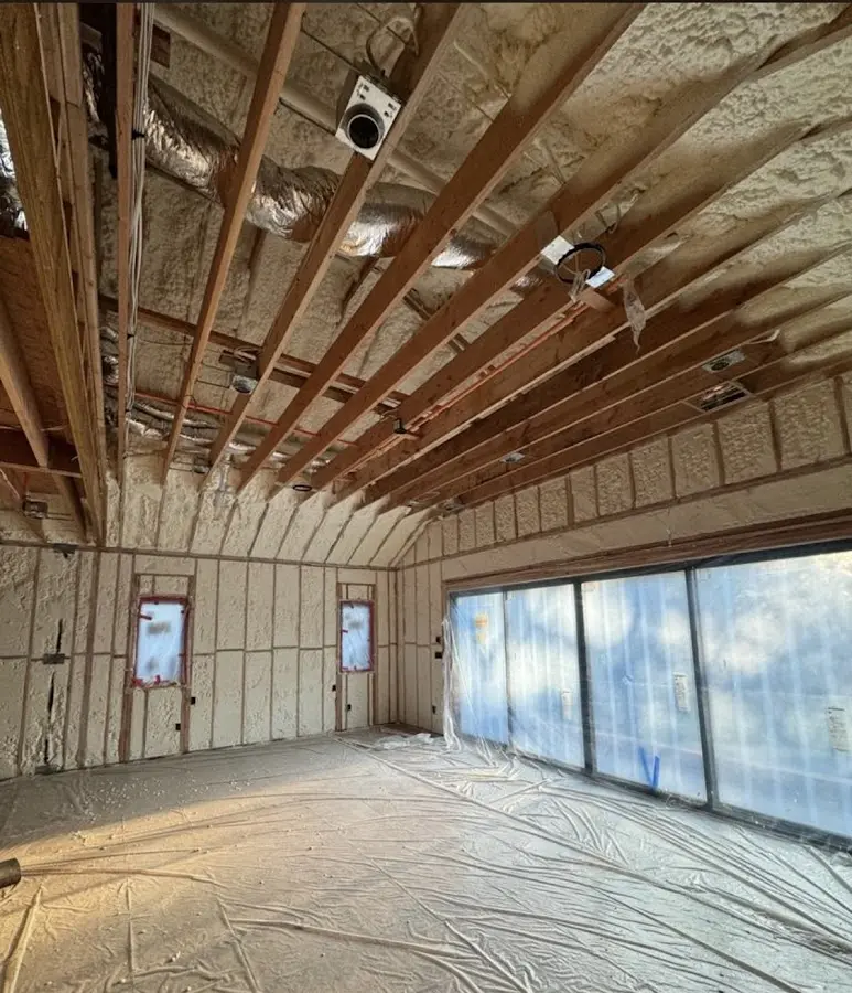 Interior walls and ceiling insulated with spray foam during new construction in Fort Gratiot